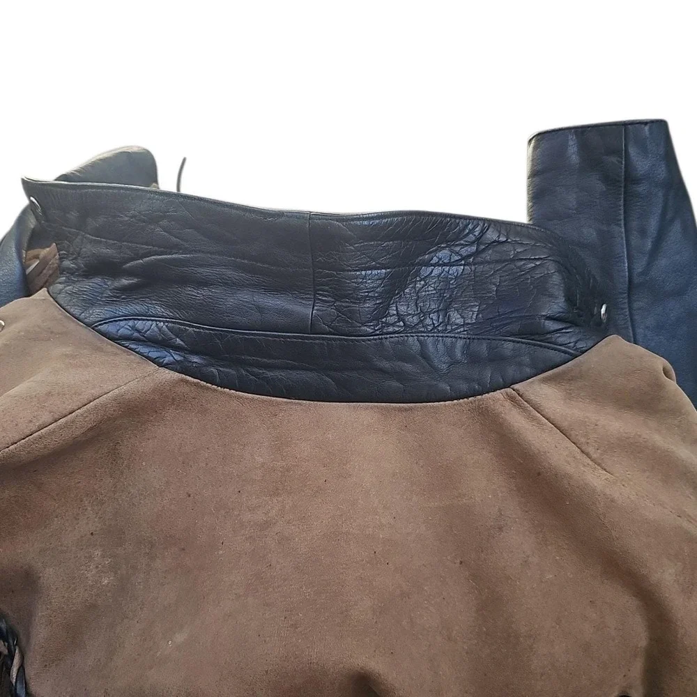 Vintage 80s FMC Leather‎ Fringe Jacket - Western Biker Coat - Men's Large